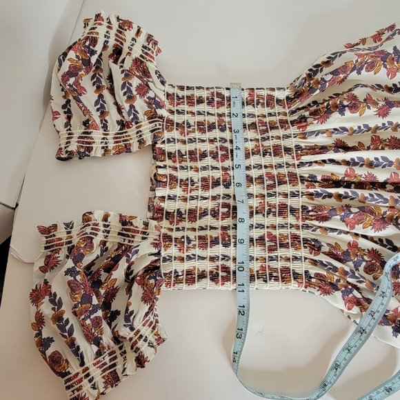 Tory Burch Wonderland Vine Smocked Floral Cotton Maxi Dress Size S/P Navy Orange - Picture 6 of 12